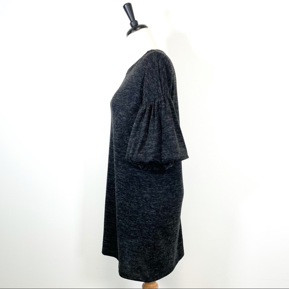 Forever 21 Heathered Gray Knit 3/4 Length Puff Sleeves Dress NWT - Picture 4 of 7